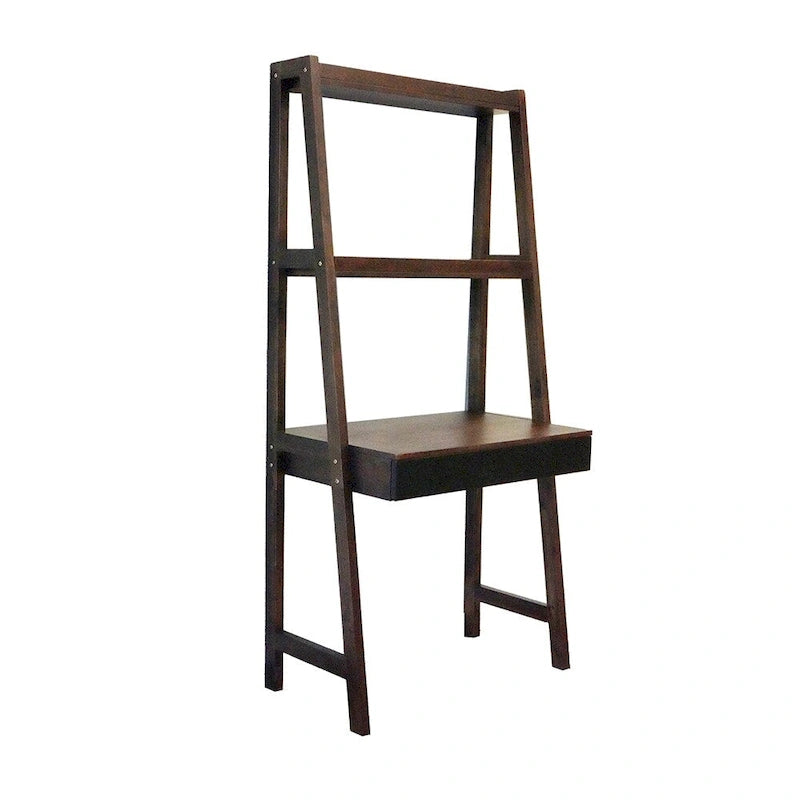 Modern Ladder Study Desk with Single Drawer and Built In Shelves, for Small Spaces or Custom Home Office