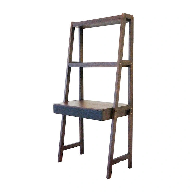 Modern Ladder Study Desk with Single Drawer and Built In Shelves, for Small Spaces or Custom Home Office