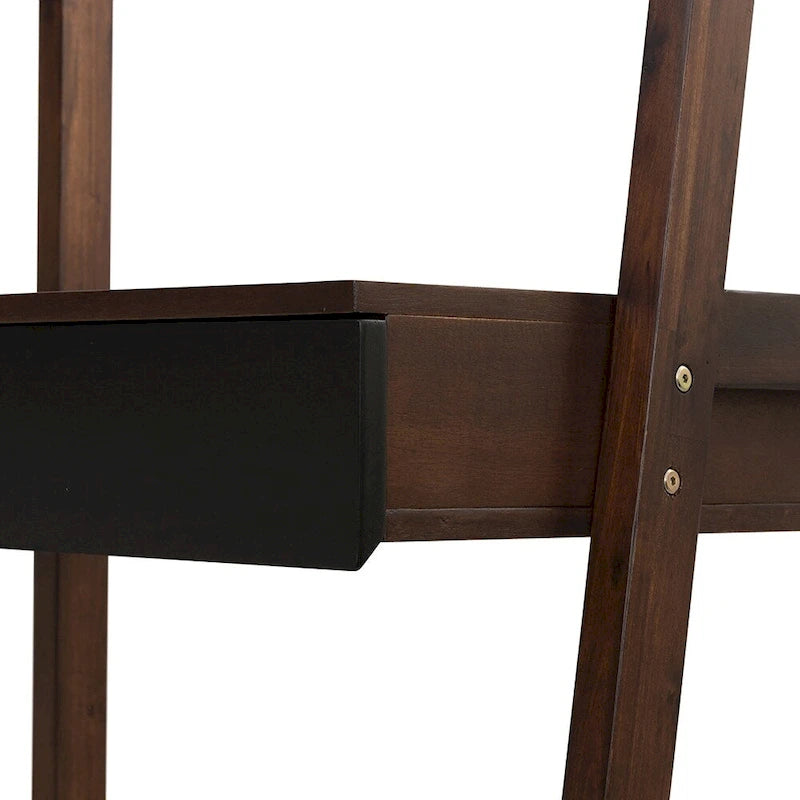 Modern Ladder Study Desk with Single Drawer and Built In Shelves, for Small Spaces or Custom Home Office