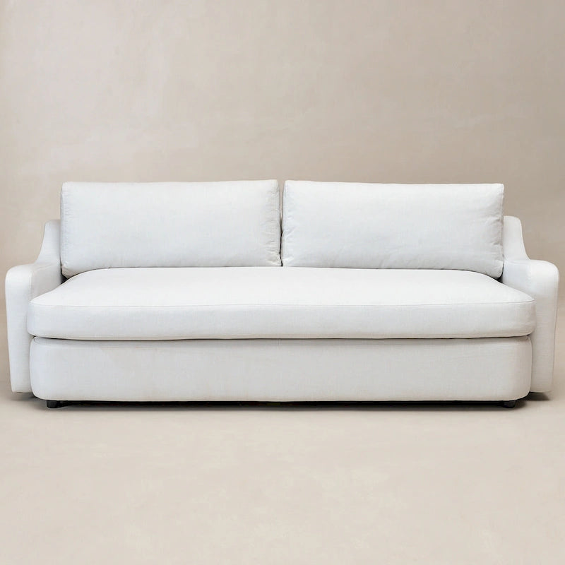 KINWELL 3-Seater Linen Upholstered Deep Seat Sofa with Flippable Cushions, 90W