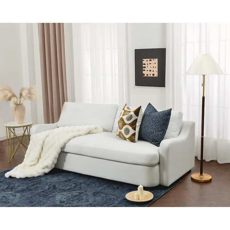 KINWELL 3-Seater Linen Upholstered Deep Seat Sofa with Flippable Cushions, 90W