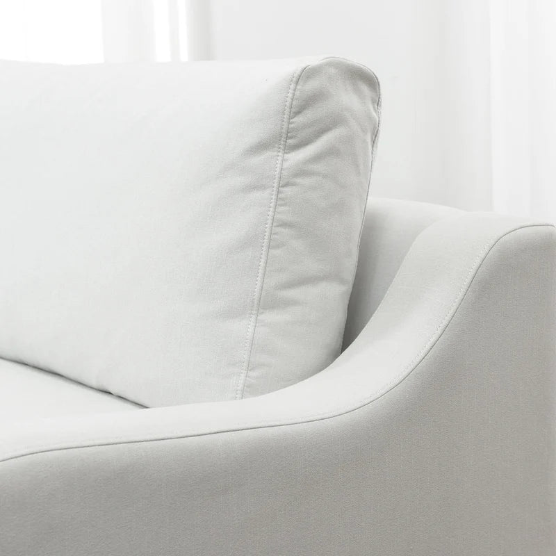 KINWELL 3-Seater Linen Upholstered Deep Seat Sofa with Flippable Cushions, 90W