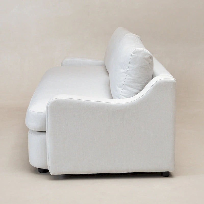 KINWELL 3-Seater Linen Upholstered Deep Seat Sofa with Flippable Cushions, 90W