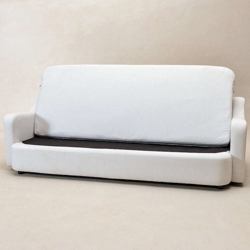 KINWELL 3-Seater Linen Upholstered Deep Seat Sofa with Flippable Cushions, 90W