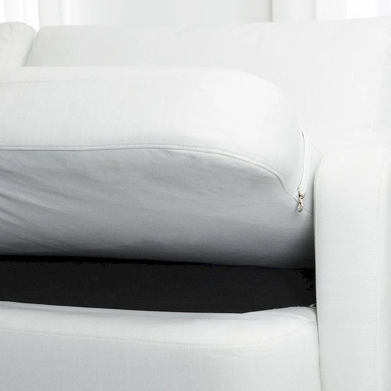 KINWELL 3-Seater Linen Upholstered Deep Seat Sofa with Flippable Cushions, 90W