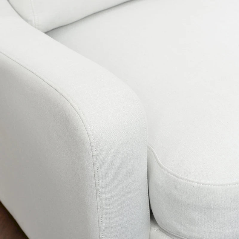 KINWELL 3-Seater Linen Upholstered Deep Seat Sofa with Flippable Cushions, 90W