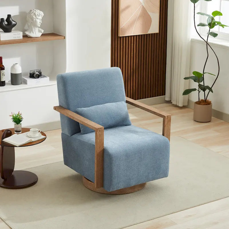 30.31 Linen Blend Upholstered Swivel Accent Chair