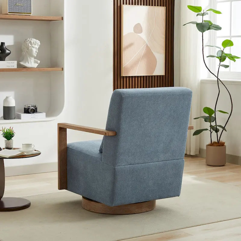 30.31 Linen Blend Upholstered Swivel Accent Chair
