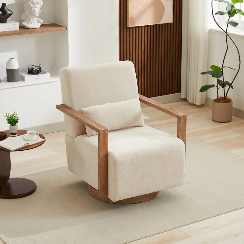 30.31 Linen Blend Upholstered Swivel Accent Chair