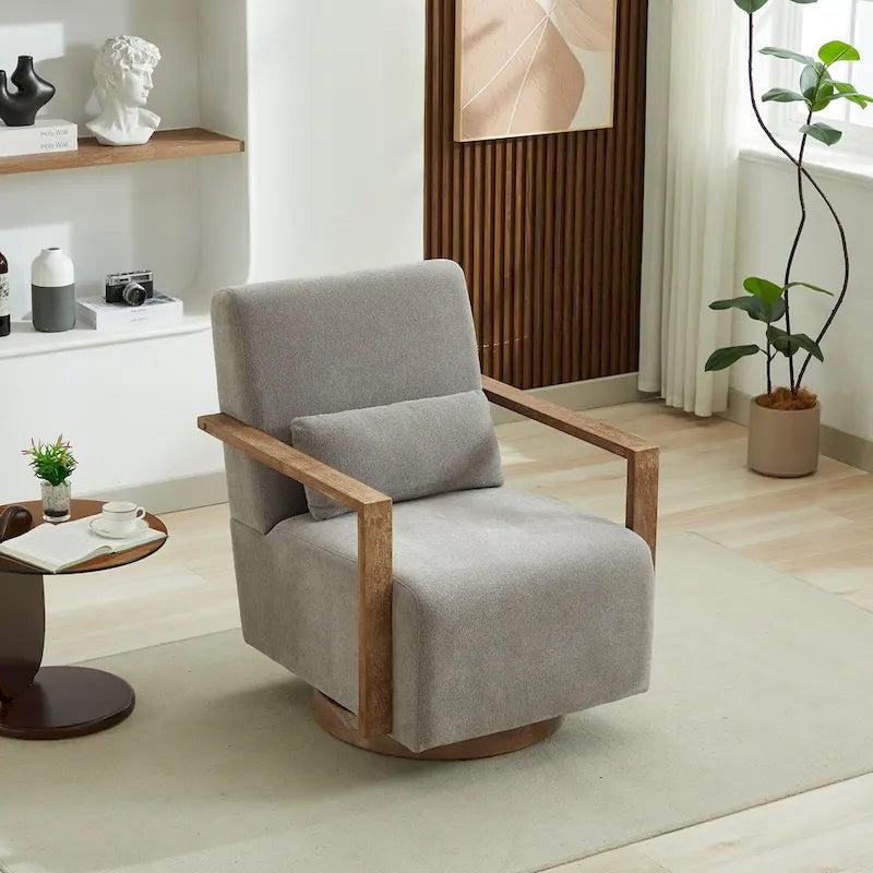 30.31 Linen Blend Upholstered Swivel Accent Chair