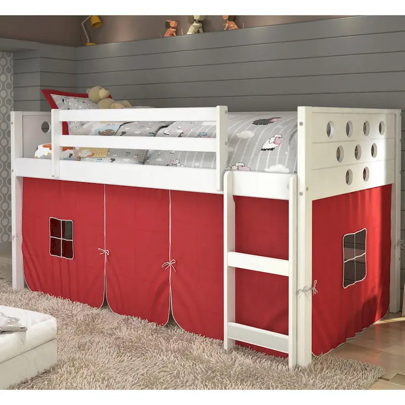 Donco Kids' Twin Circles Low Tent White Loft Bed