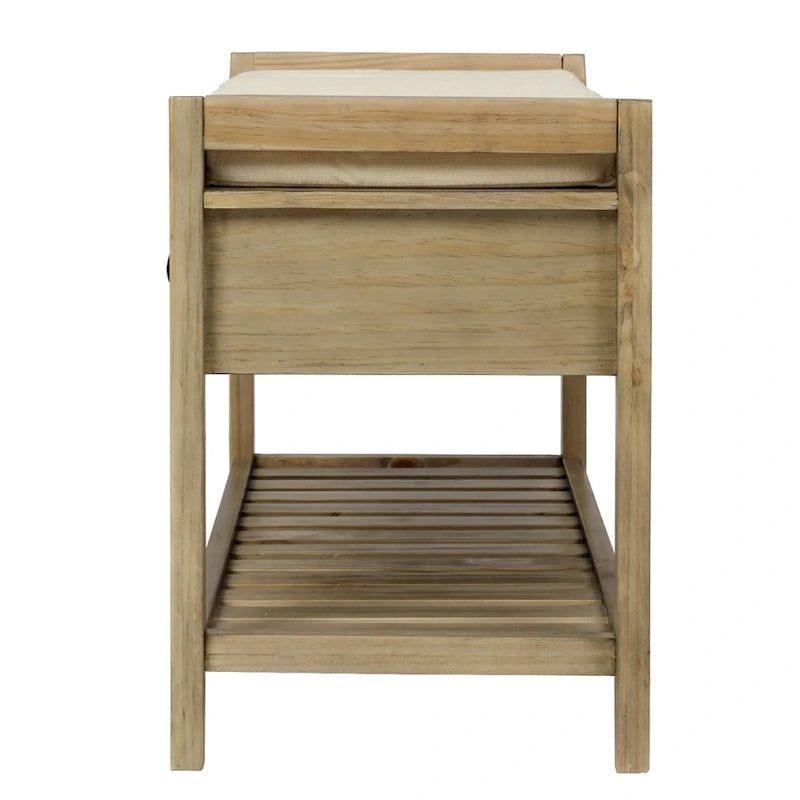 Shoe Rack with Cushioned Seat and Drawers, Multipurpose Entryway Storage Bench