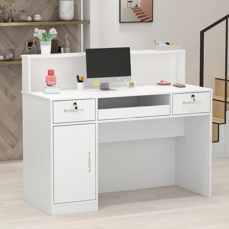 FUFU&GAGA Rectangular Wood Reception Desk Secretary Desk Computer Desk