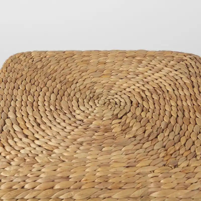 Mercana Maya Brown Striped Seagrass Round Coffee Table Pouf
