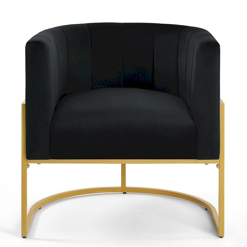 Mid-Century Upholstered Velvet Accent Chair with Curve Backrest