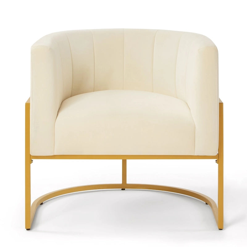 Mid-Century Upholstered Velvet Accent Chair with Curve Backrest