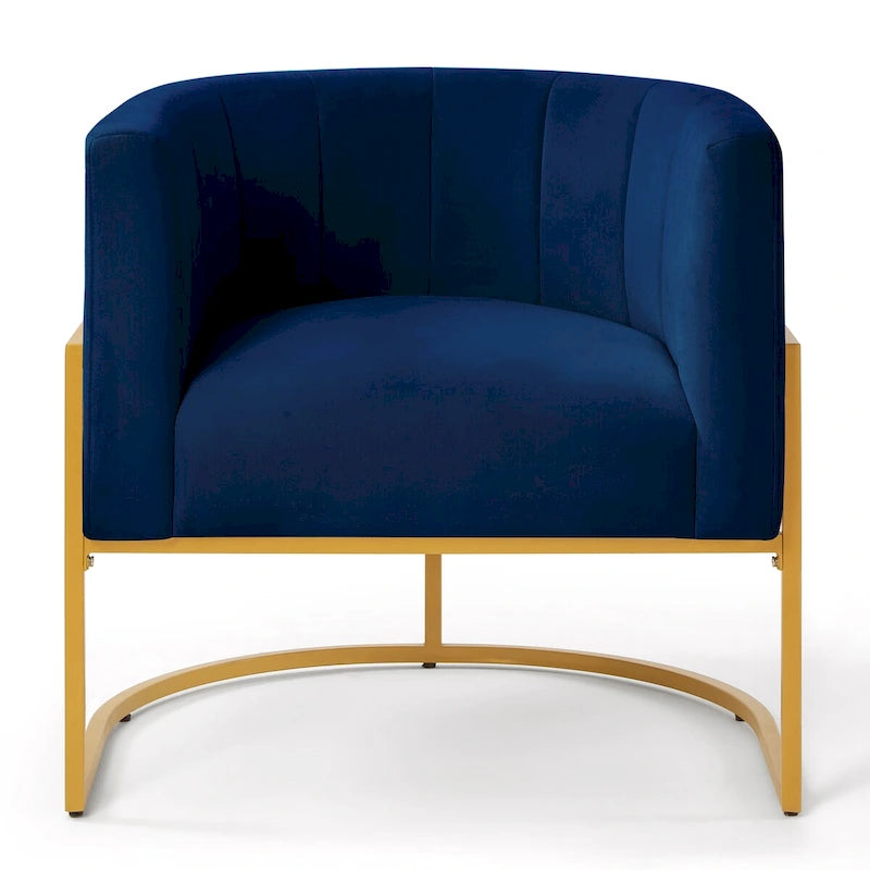 Mid-Century Upholstered Velvet Accent Chair with Curve Backrest