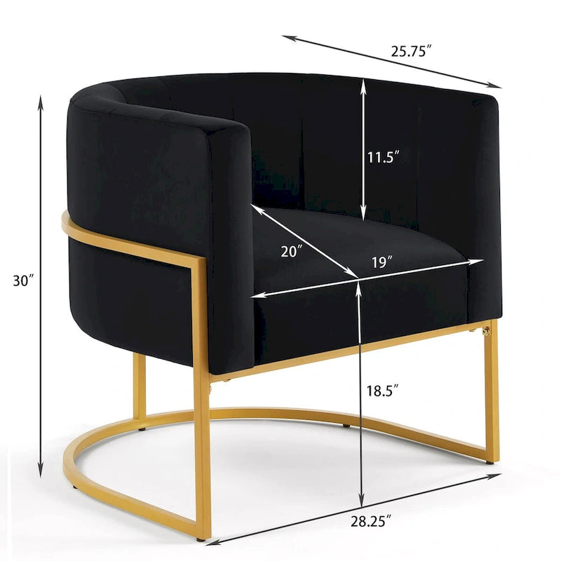 Mid-Century Upholstered Velvet Accent Chair with Curve Backrest