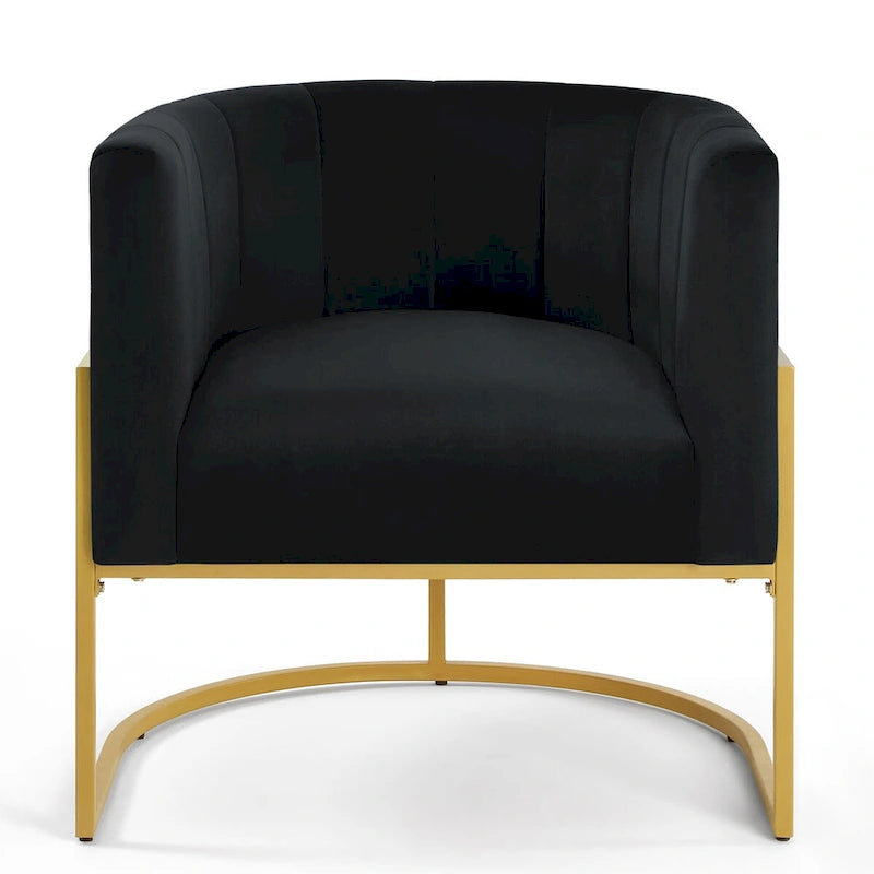 Mid-Century Upholstered Velvet Accent Chair with Curve Backrest