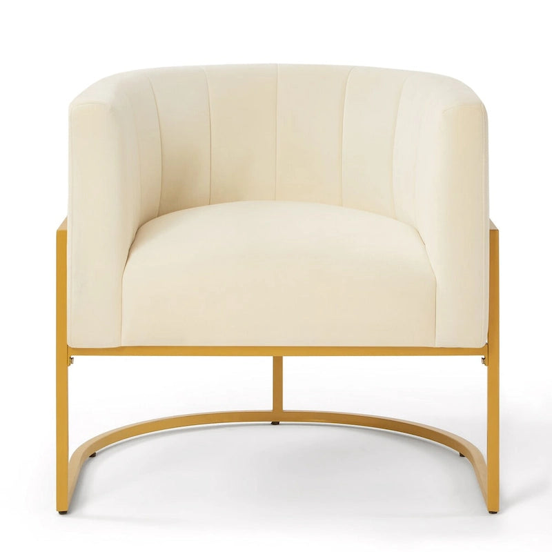 Mid-Century Upholstered Velvet Accent Chair with Curve Backrest