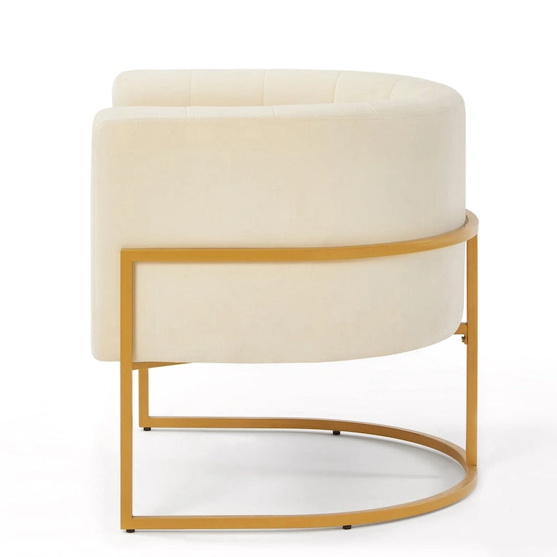 Mid-Century Upholstered Velvet Accent Chair with Curve Backrest