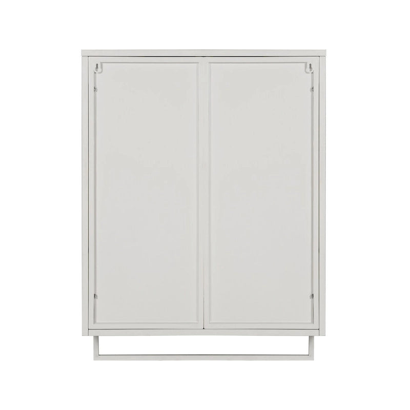 Roomfitters Modern 23.62 Glass Door Wall Cabinet with Two-Tier Enclosed Storage, Open Shelf, and Towel Rack for Entryway