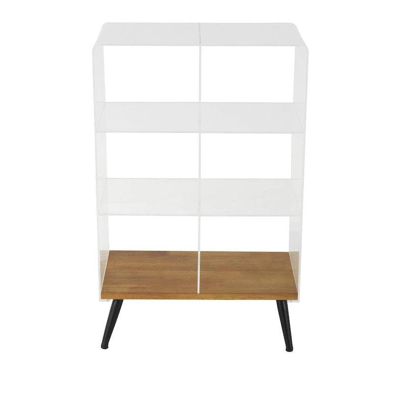 Acrylic Plastic 1 Shelf Side End Accent Table with Wood Base and Black Legs - Clear - Roche River Decor